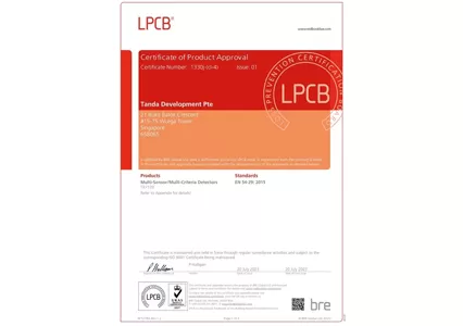 TANDA Development obtient la certification LPCB pour les détecteurs d'incendie multi-capteurs intelligents TX7120